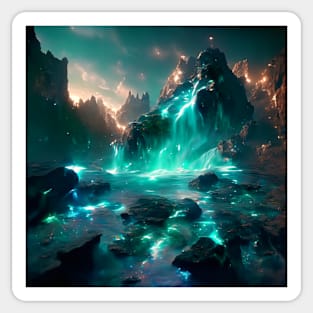 Fantasy Emerald waterfall Sticker